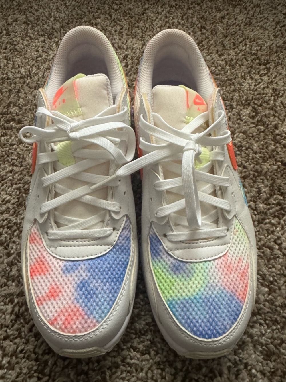 Nike Air Max Sneakers with Coral Swoosh and Rainbow Mesh - Picture 3 of 8